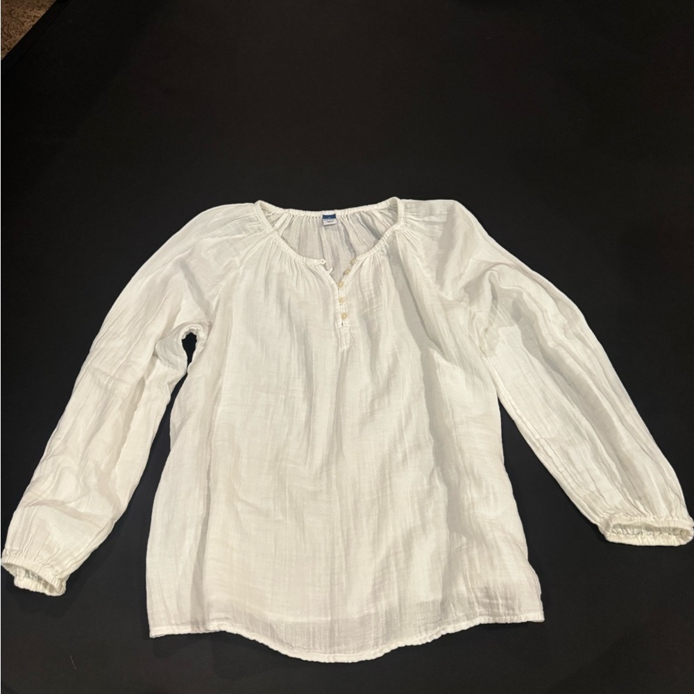 Old Navy Cream Buttoned Blouse 100% Cotton Small Minimalist Cottagecore